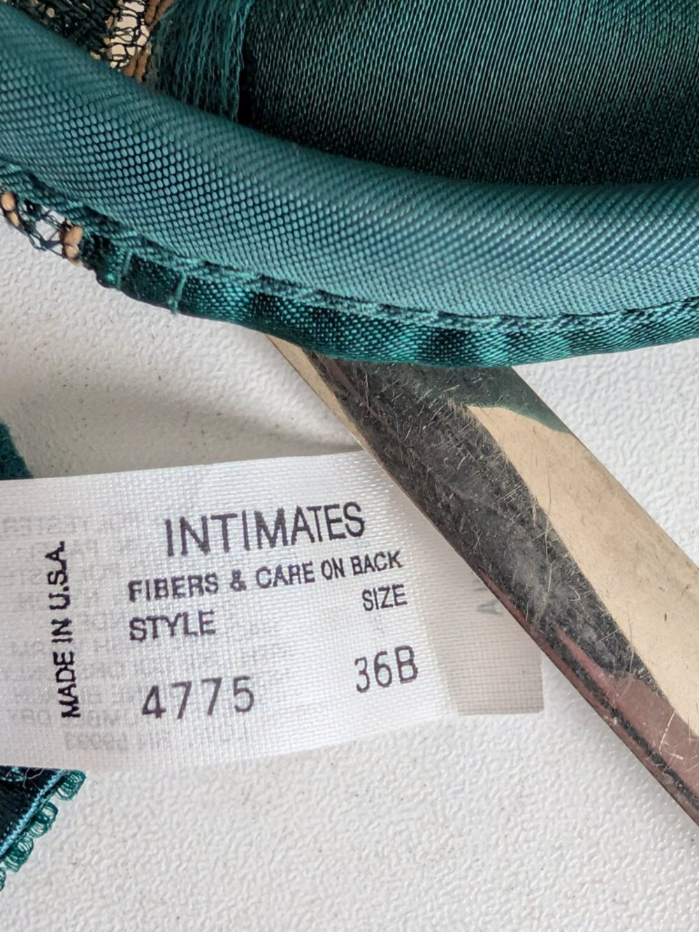 Vintage Christian Dior Intimates Lace Underwire Bra 36B Emerald Green 4775 - Picture 6 of 7